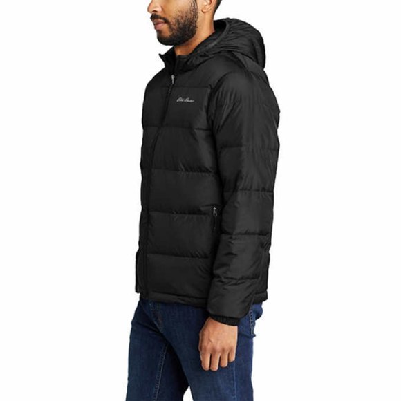BLACK‎ NWT Eddie Bauer Men’s Hooded Down Jacket - Picture 3 of 8